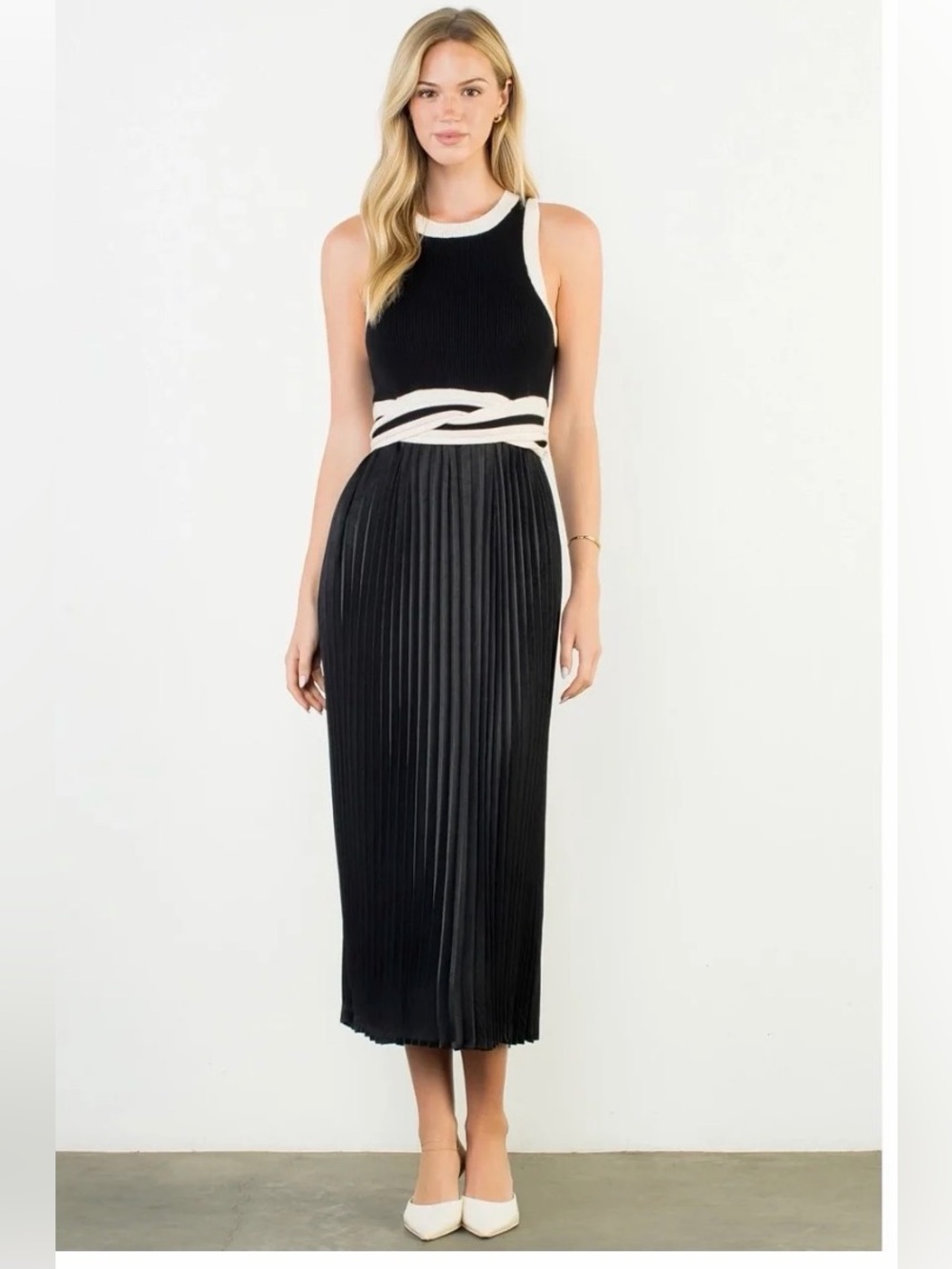 New with Tags THML Mixed Media Midi Dress Sz S